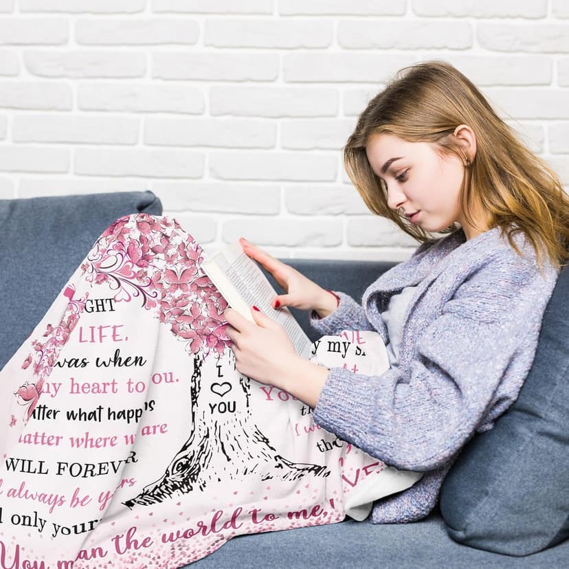 Gifts for Girlfriend, I Love My Girlfriend Birthday Gift, Cute Birthday Gift for Girlfriends Blanket 60"x 50", Best Gifts for GF, Romantic Anniversary Present for Her