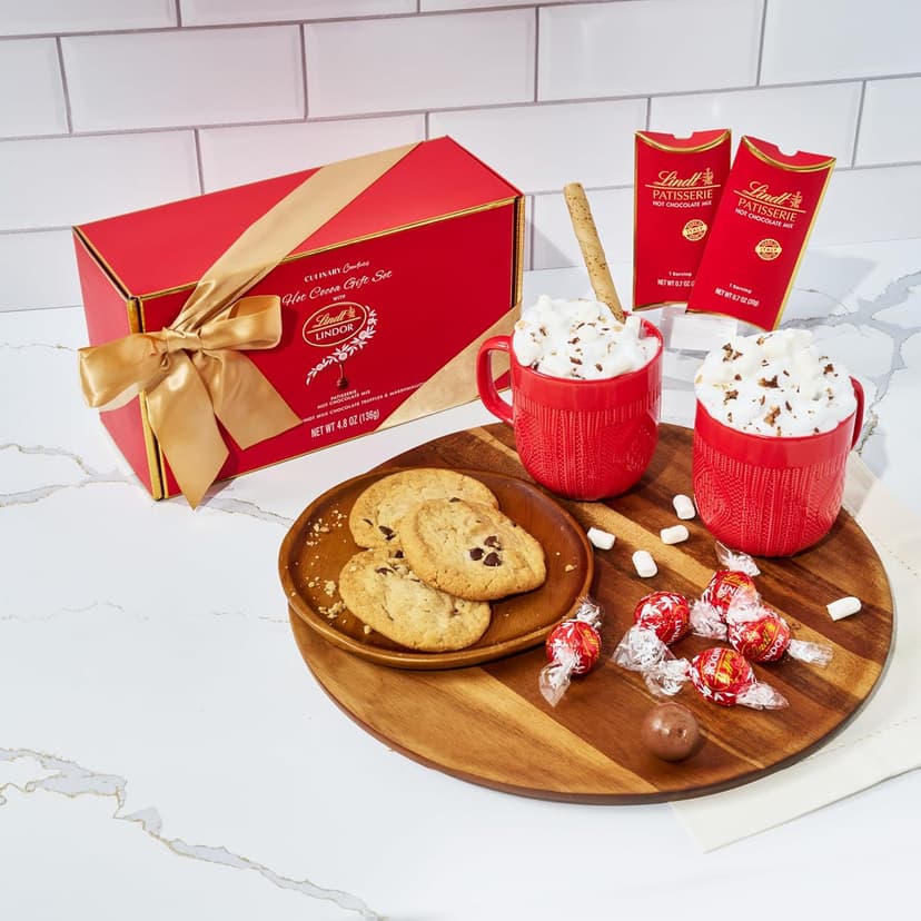 Hot Cocoa Gift Set, Made with Lindt Gourmet Hot Chocolate Mix, Includes 2 Hot Cocoa Mixes, 2 Hot Cocoa Mugs, Marshmallows and Lindt Chocolate Truffles