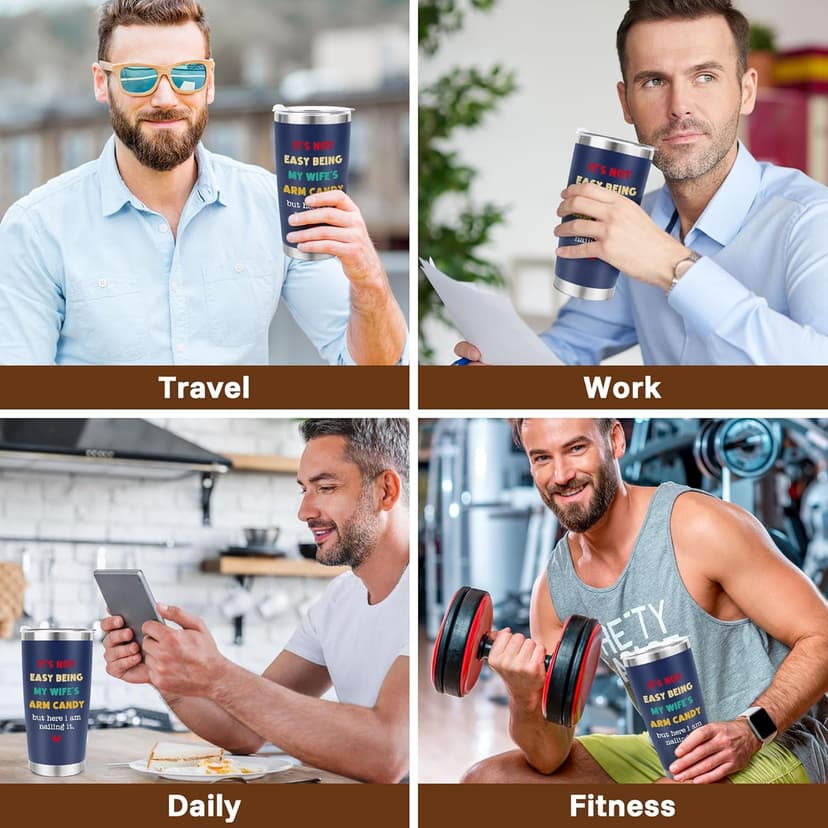 Husband Anniversary Men Gifts for Him from Wife, Husband Birthday Christmas Stocking Stuffers Gift, Wedding Anniversary Men Gifts for Husband Who Has Everything, 20oz Dark Bule Tumbler Cup ＆ Socks