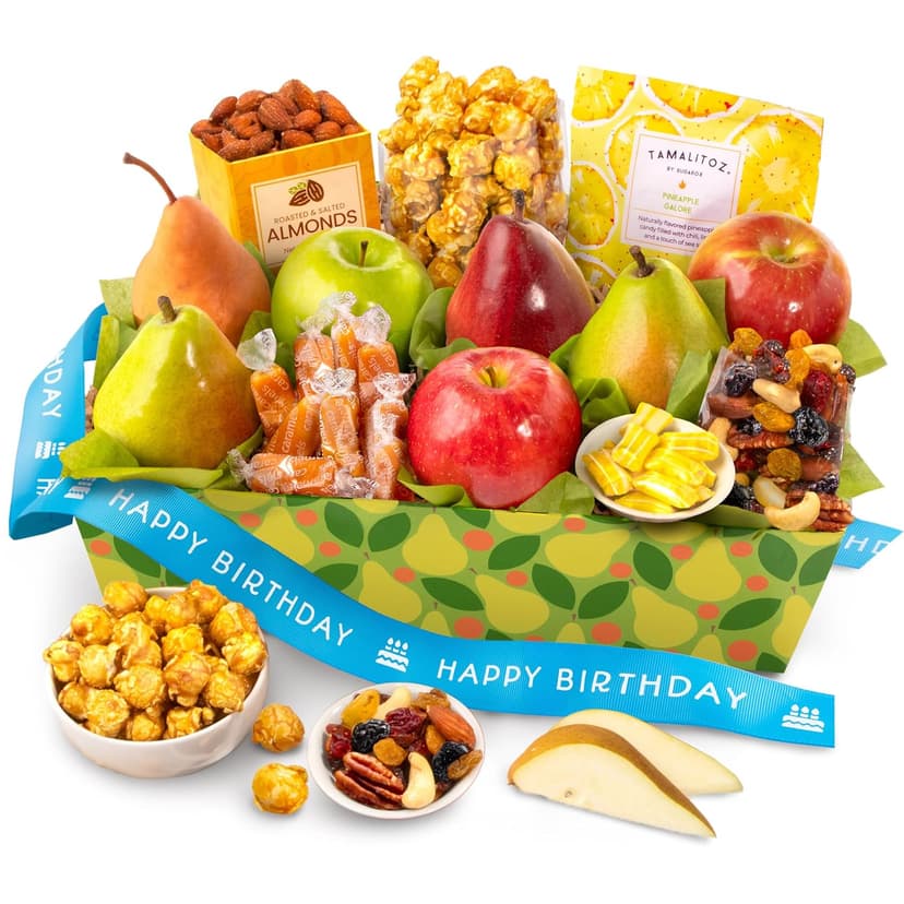 Happy Birthday Orchard Delight Fruit and Gourmet Gift Basket
