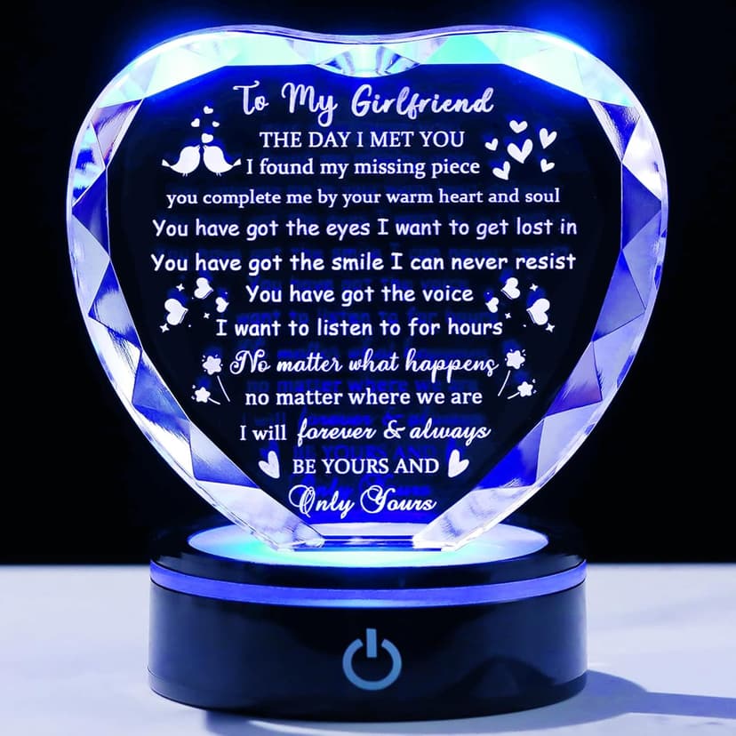 Gifts for Girlfriend with Light Base, Girlfriend Gifts from Boyfriend, Romantic Anniversary Birthday Gifts for Girlfriend Her Valentines Christmas I Love My Girlfriend Gift for Women
