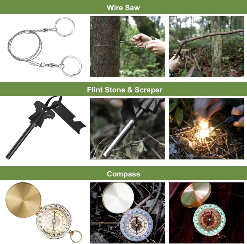 Survival kits 17 in 1, Emergency Survival Gear and Equipment, Cool Gadgets for Men Camping Fishing Hunting Outdoor