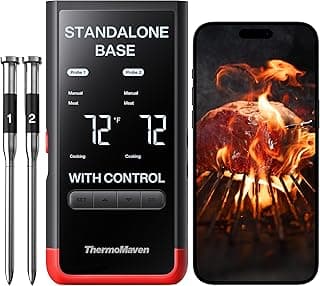 ThermoMaven Smart Bluetooth Wireless Meat Thermometer: Standalone Base, WiFi Unlimited Range, 6 Sensors with NIST Certified Accuracy, 2 Probes for Kitchen, BBQ, Grill, Oven, Smoker, Rotisserie