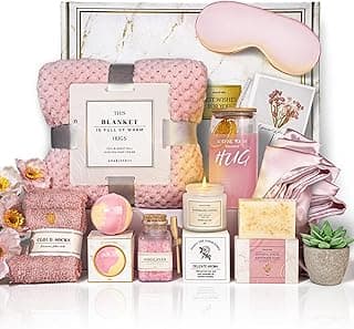 Get Well Soon Gift Baskets For Women,12PC Get Well Gifts for Women After Surgery,Birthday Gifts,Care Package,Grief,Sympathy,Condolences Gift Basket for Friend (pink)