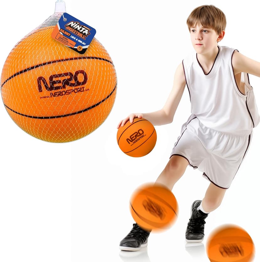 Ninja Silent Basketball- Soft Foam Indoor Hoop Play | Soundless Ball for Quiet Dribbling and Indoor Training