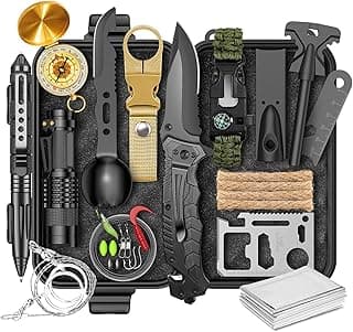 Gifts for Men Him Dad, Survival Kit and Equipment 25 Pcs, Valentines Gifts for him, Christmas Stocking Stuffers,Camping Essentials, Survival Gear, Cool Gadgets for Men