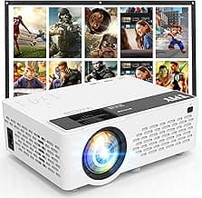 TMY Mini Projector, Upgraded Bluetooth Projector with Screen, 1080P Full HD Portable Projector, Movie Projector Compatible with TV Stick Smartphone/HDMI/USB, indoor & outdoor use