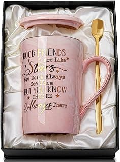 Best Friend Birthday Gifts for Women, Friendship Gifts for Women, Unique Birthday Gift Ideas for Her, Friends Female, Besties, BFF Ceramic Marble Coffee Mug Gift Box Printed Gold 14 oz