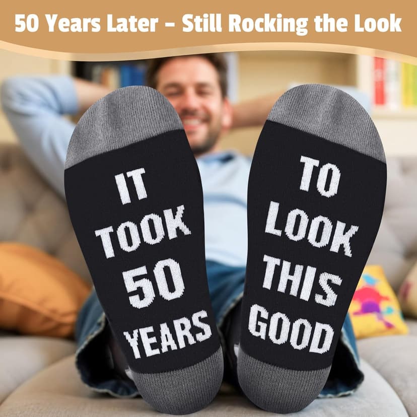 50th Birthday Gifts for Him Cool Gifts for 50 Year Old Man Happy 50th Birthday Decorations for Men Vintage 1975 Wine GlassToilet Paper Roll Novelty Socks Funny 50 Year Old Gift ideas for Mens