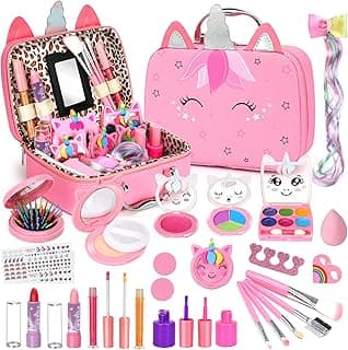 Heaning Kids Washable Makeup Girl Toys - Real Makeup Kit Kid Make up Set for Toddlers Children Princess Dress Up Christmas Birthday Gifts Toys for 3 4 5 6 7 8 9 10 11 12 Year Old Girls