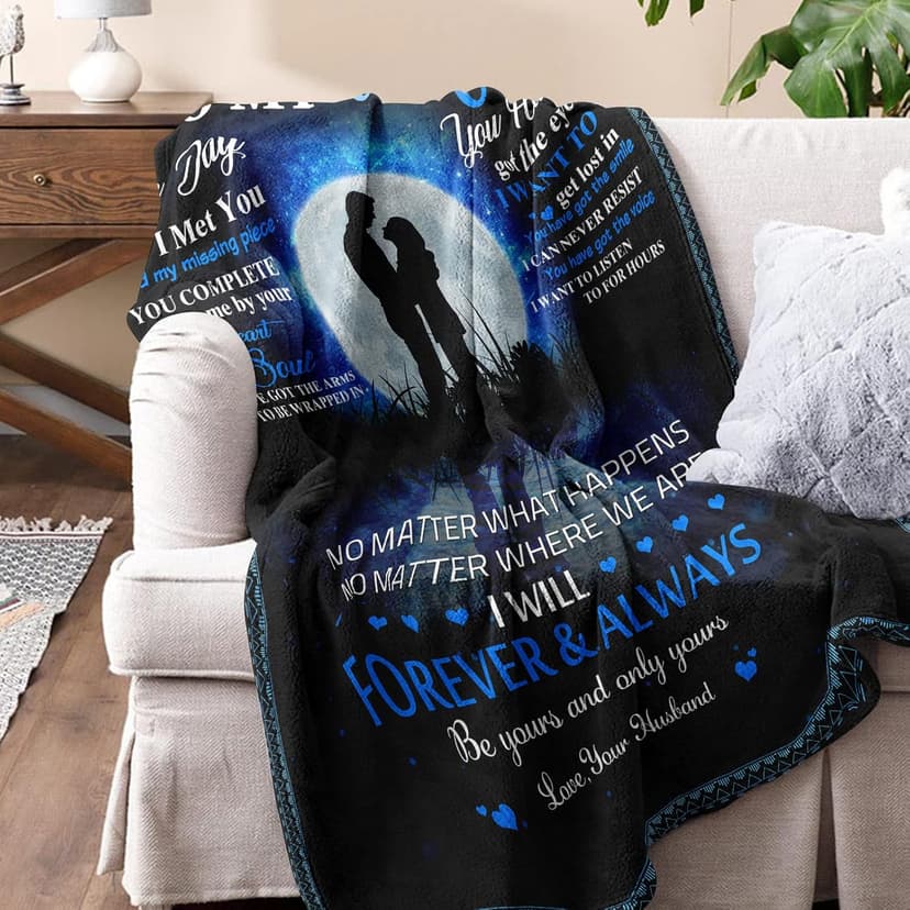Quilazy Gifts for Wife, Wedding Anniversary Birthday Gifts for Women, Romantic I Love You Present for Her, Christmas Mothers/Valentines Day Gift for Wives from Husband, to My Wife's Blanket 60"X 50"