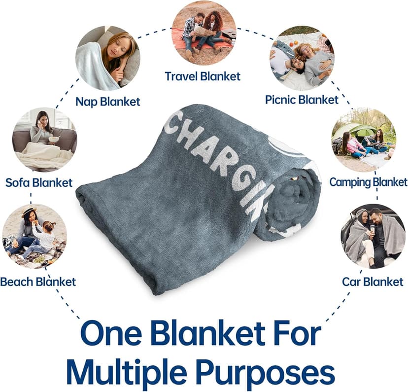 Funny Grandpa Gifts, Grandpa is Charging Sloth Blanket, Grandpas Birthday Gifts, Gift for Grandpas from Grandkids for Christmas Fathers Day, Soft Sloth Blanket for Grandfather 60" x 50"