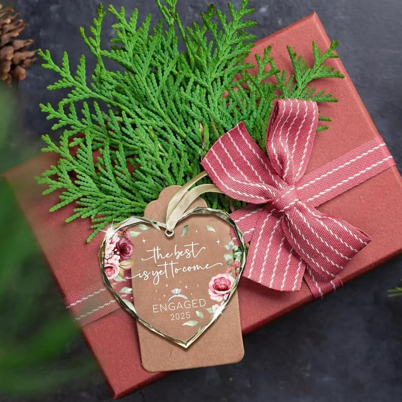 Engagement Gifts for Couples - The Best is Yet to Come Engaged 2025 Glass Ornament – Just Engaged Present Ideas for Newly Women, Bride to Be, Fiance, Friend, Daughter