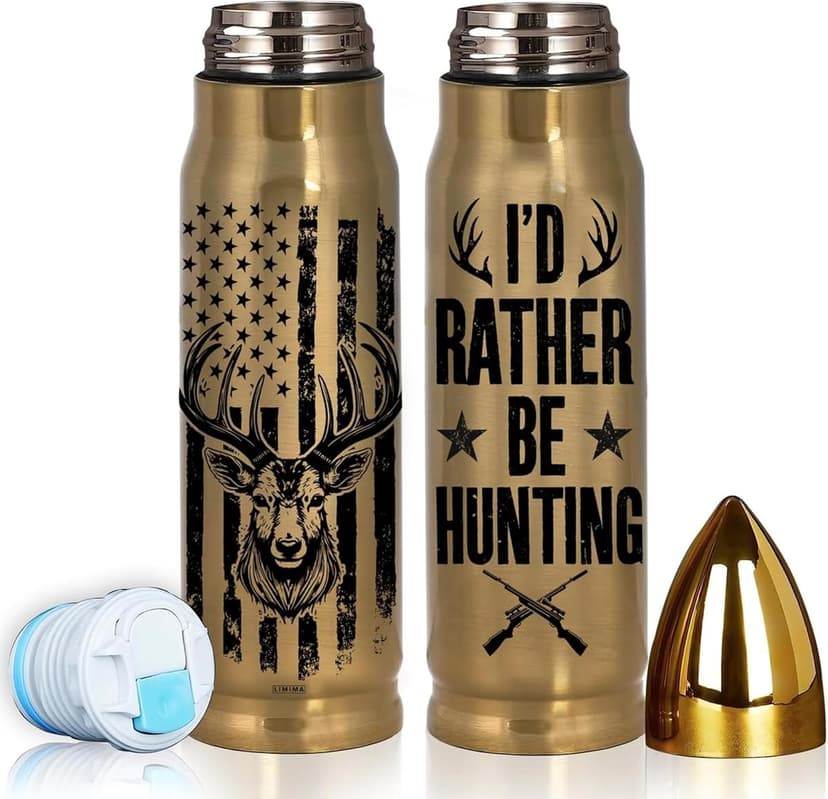 Limima Limima Hunting Gifts for Men – Funny 17oz Tumbler with Lid, I'd Rather Be Hunting Design, Unique Christmas, Xmas and Birthday Gift for Hunters, Perfect for Dad, Son, Husband, or Friends