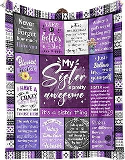 Sister Gifts Blanket, Happy Birthday Gifts for Sister, Unique Gift for My Dear Sis on Mothers Day Christmas - Soft Throw Blanket 60" x 50 (Purple)