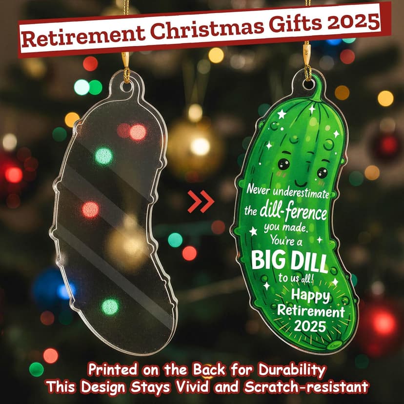 MAMAGIFTREE Christmas Ornament 2025 - Funny Retirement Gifts for Women, Men, Coworker, Boss - Big Dill Keepsake, Happy Retirement Decorations