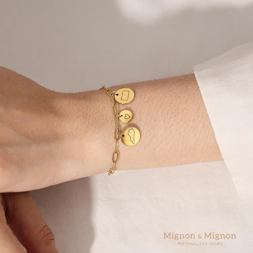 Long Distance Friendship Bracelet with State Engraved Charm, Custom Handmade Mom Jewelry for Best Friend, Birthday Gifts for Her – P-CBR-LDS