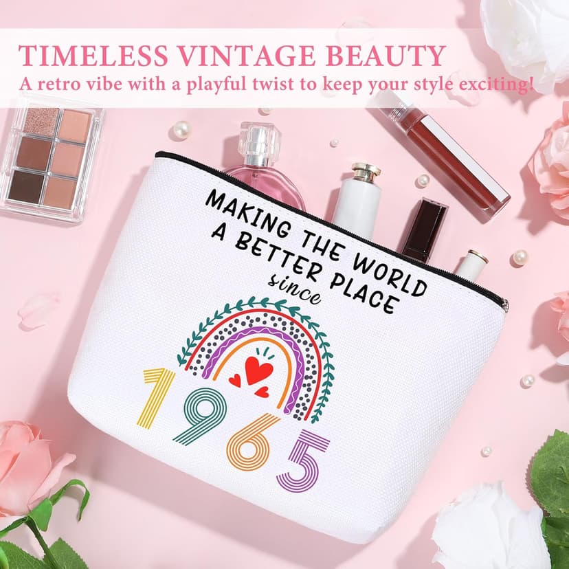 60th Birthday Gifts for Women Funny 60 Year Old Birthday Gifts for Women Turning 60 Gift for Woman Happy 60th Bday Decorations for Woman Mom Her - Wine Glass Makeup Bag Candle Socks