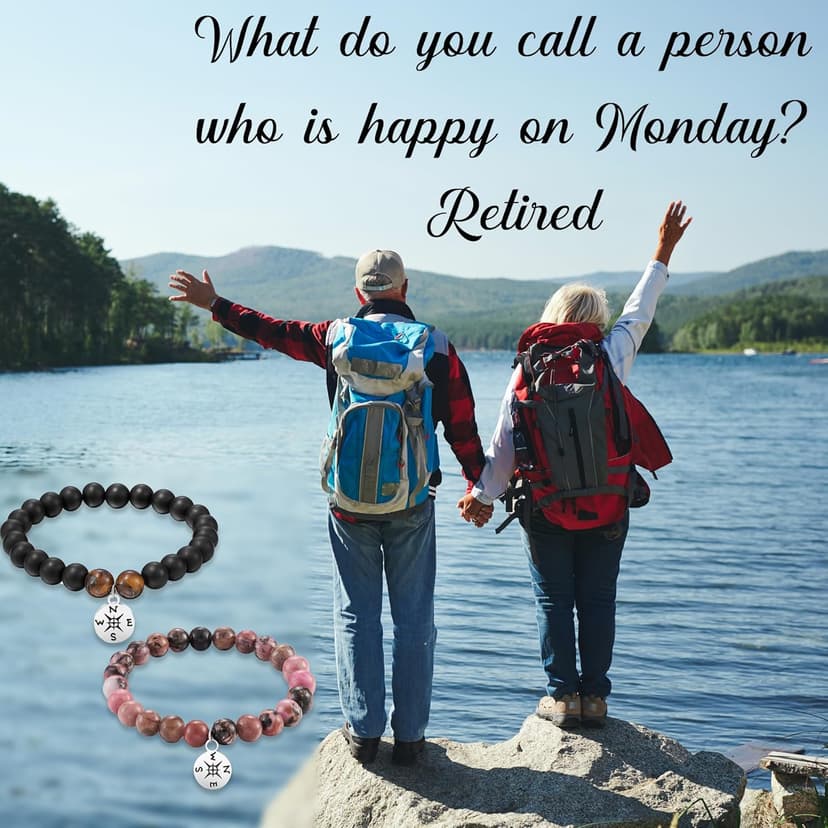 HGDEER Natural Stone Retirement Bracelet for Women/Men 2025, Going Away Farewell Gifts Valentine Gift For Coworkers Teacher with Gift Message Card