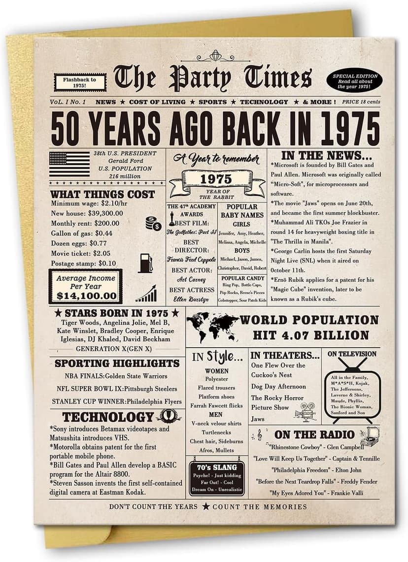 Ziwenhu Large 50 Years Old Birthday Gifts for Women Men,Happy 50th Birthday Card for Husband Wife,50 Anniversary Card Gifts for Mom Dad,50th Birthday Decorations