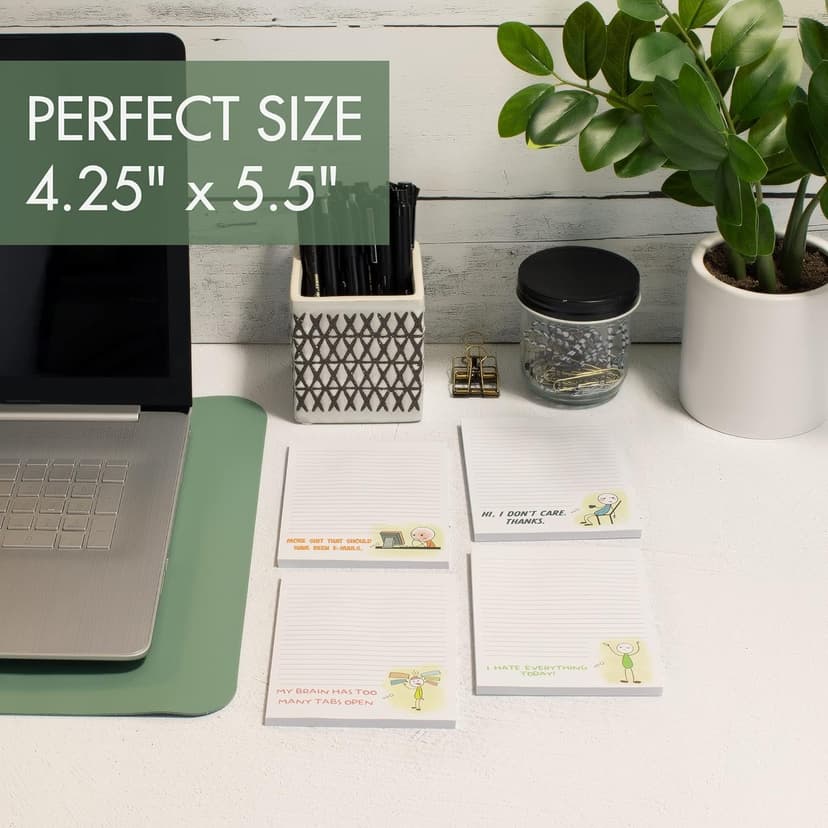 ZICOTO Super Funny Notepads - Hilarious Office Gift for Your Women Coworkers - Set of 4 Office Supplies Memo Pads w/ 4 Assorted Designs, 50 Sheets Each, 4.25" x 5.5"