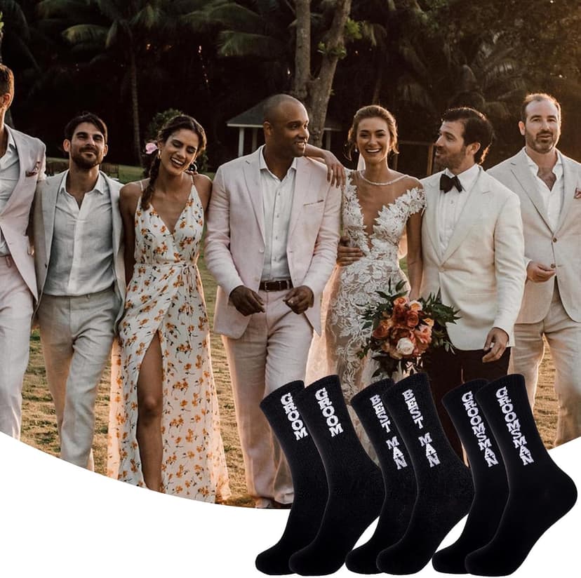 ZXGXLAW 8 Pairs Groom Groomsmen Gifts For Men Wedding Novelty Socks Funny Proposal Gifts Bestman