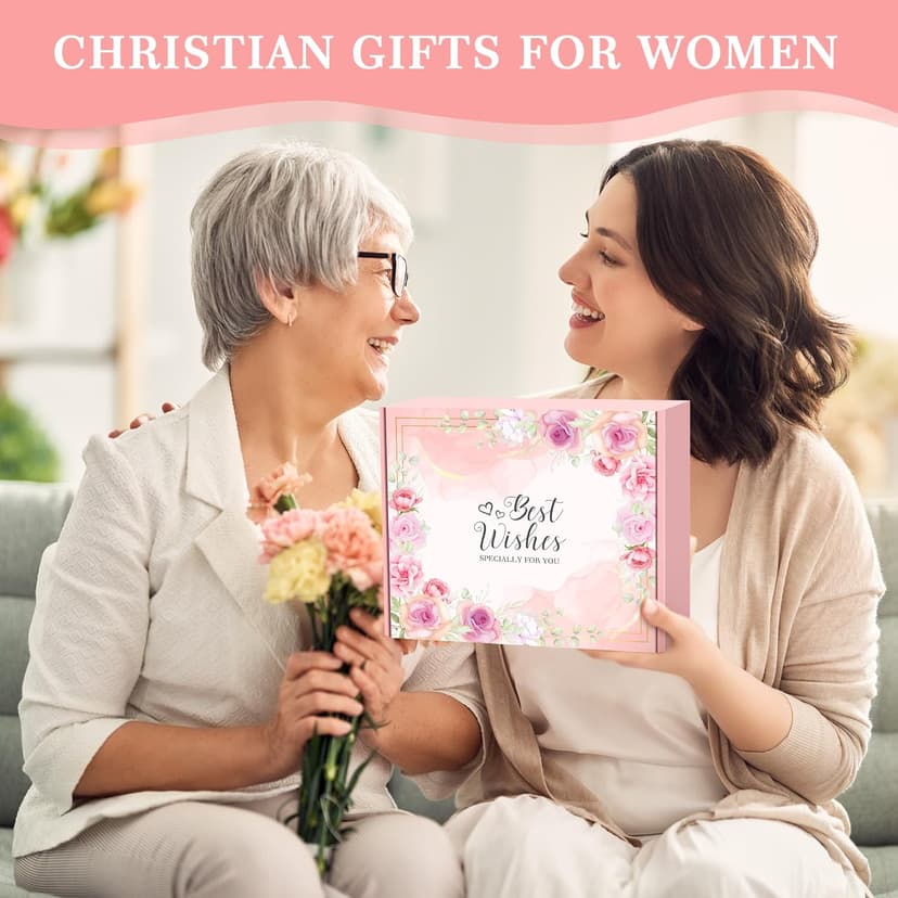 Christian Gifts for Women Faith Based Gift Inspirational Gifts for Women Birthday Unique Catholic Gift Bible Accessories Inclue Bible Verse Jar Butterfly Decorations Socks Glass Can Candles Tote Bag