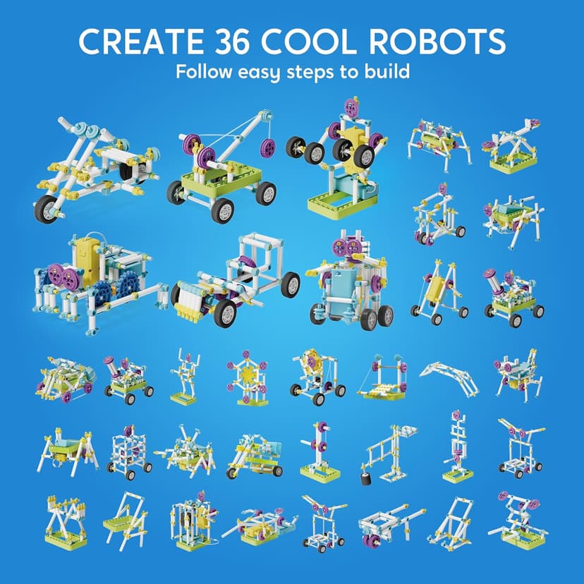 Klever Kits 36-in-1 Motor Robotic Kits, Make Your Own Kids Craft Kits Educational STEM Toys for Ages 8-13 Boys and Girls, Science Gifts for 8 Years Old
