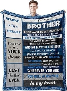 Quilazy Gifts for Brother, Best Brothers Birthday Gifts from Sister, Big Brother Gift for Boy, Cool Christmas Fathers/Valentines Day Graduation Birthday Gift for Adult Brothers Men Blanket 60"X 50"