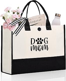 Craftique Dog Mom Tote Bag Gifts for Women, Dog Mom Birthday Gifts for Dogs Lovers, Practical Tote Bag for Shopping Travel Picnic, 17” x 6.7” x 12.5”