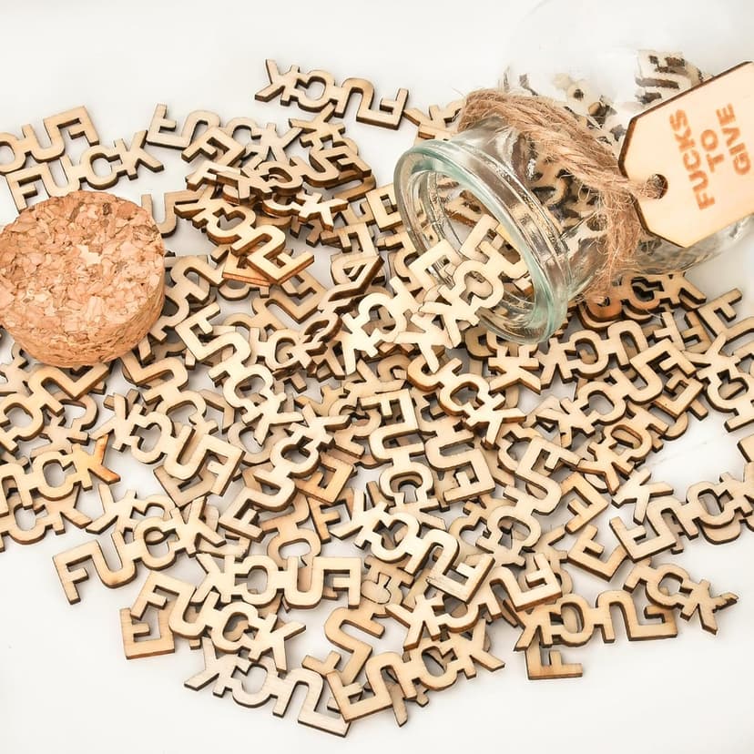 Birthday Gag Gifts for Women Men Adults Her Him, Jar of Wooden Cutout Letter Piece (5oz) - White Elephant Gifts for Friend Coworker Funny Presents Ideas for Christmas Valentines Anniversary Retirement