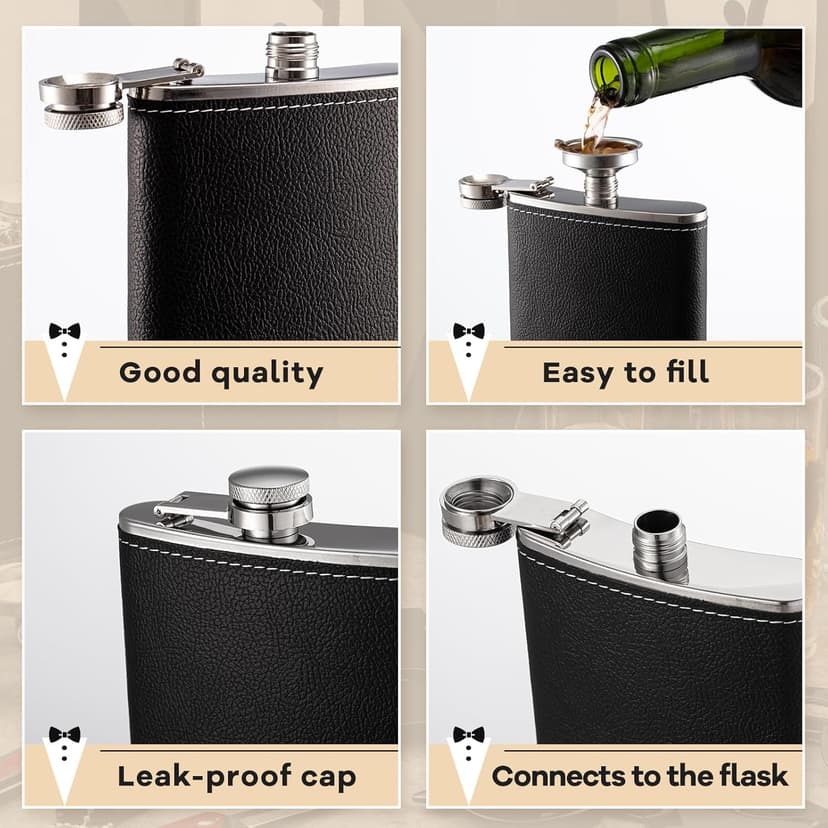 Tioncy 48 Pcs Groomsmen Proposal Gift 8 Engraved Pocket Knife 8 Groomsmen Gift Bags 8 Shot Glasses with Tuxedos 8 Stainless Steel Hip Flask 8 Poker Card Bottle Opener 8 Sunglasses