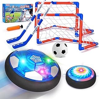 3 in 1 Hover Soccer Ball Toddler Hockey Set with LED Lights Indoor Toys for Kids Soccer Gift for Boys 6-8 8-12 Kids Sports Soccer Games 3 4 5 6 7 8 Year Old Boy Age 4-8 Birthday Gift