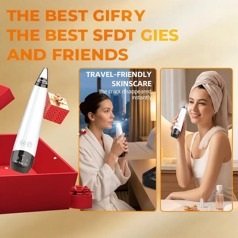 2026 Pore Vacuum, USB Rechargeable Blackhead Remover Vacuum,3 Levels Adjustable Pore Vacuum Blackhead Remover, with 6 Suction Power Probe,4 Golden Needle face Vacuum Pore Cleanser Kit-White