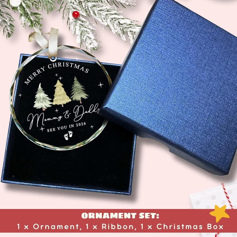 Gifts for New Parents - Expecting Parents to Be Unique Gifts - Baby Pregnancy Announcement Gift Ideas for Husband, Family - Glass Christmas Pregnancy Announcement Ornament 2026