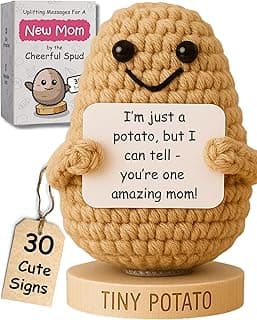 New Mom Gifts for Women - Tiny Potato with 30 Empowering Signs for New Moms - Gift for First Mothers Day - Postpartum Gift Idea for 1st Time Mother | Emotional Support Crochet for Moms After Birth