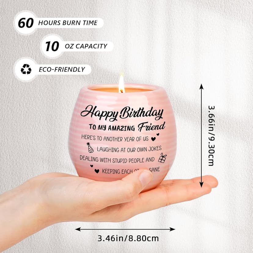 Happy Birthday Gifts for Women - Funny Best Friend Friendship Birthday Gifts for Women Bestie BFF Coworker Classmate - 10oz Lavender Scented Soy Wax Candle