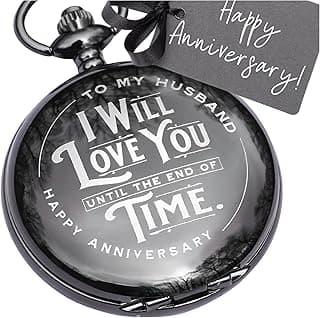 Anniversary Pocket Watch for Husband - Engraved Silver Stainless Steel - Meaningful Keepsake - Boxed and Ready to Give