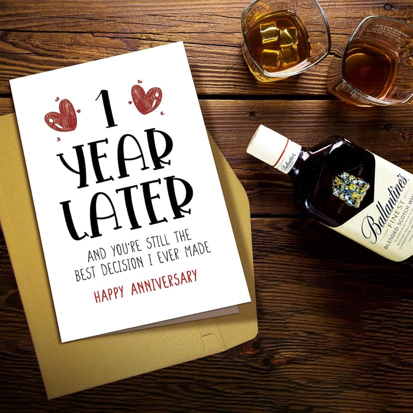 Supoeguk Happy One Year Card for Girlfriend Boyfriend, First Anniversary Card for Him Her, Funny 1st Wedding Anniversary Card for Wife Husband