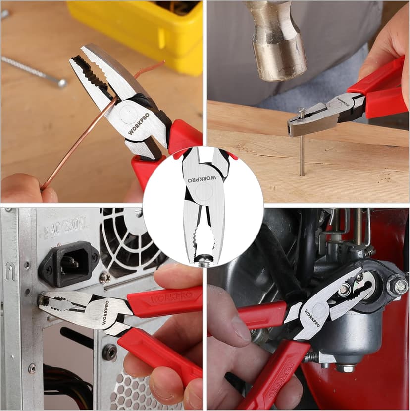 WORKPRO 6.5" Linesman S Screw Extractor Pliers(Combination Pliers) with Unique Non-slip Jaws, Stripped Screw Remover Tool, Lineman Plier for Quickly Removal of Damaged or Rusted Fasteners