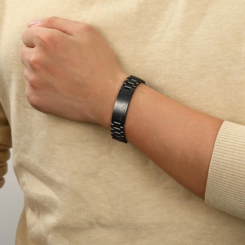 P. BLAKE Gifts for Best Ever Dad Husband Boyfriend Son Uncle, Stainless Steel American Flag Watch Band Link Bracelet Christmas Stocking Stuffers Jewelry Gifts for Men Him