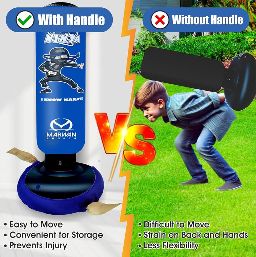 5-in-1 Inflatable Punching Bag for Kids – 63" Karate Toy Set with Boxing Gloves, Durable Fast Rebound, Active Play Birthday for Boys & Girls Ages 4-12