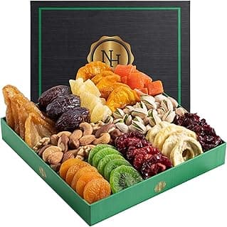 Holiday Christmas Dried Fruit & Nuts Gift Basket - Fresh Dried Fruit & Nuts Gift Basket - Assorted Food Gift Box for Christmas, Holiday, Family, Sympathy, Men & Women.