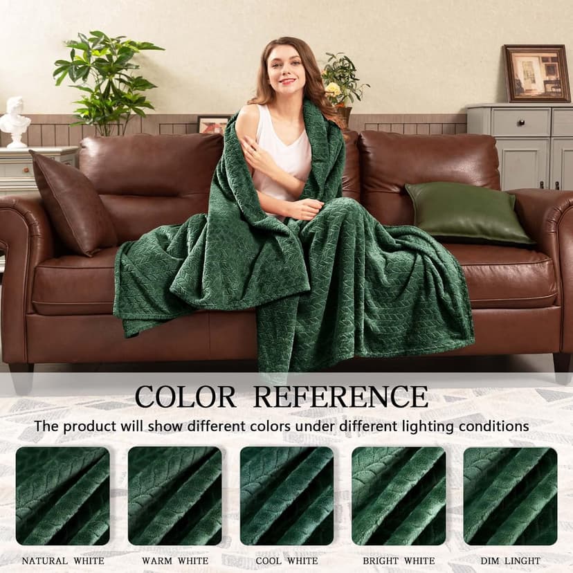 Inhand Fleece Throw Blankets, Super Soft Flannel Cozy Blankets for Adults, Washable Lightweight Blanket for Couch Sofa Bed Office, Warm Plush Blankets for All Season (50"×60", Green)