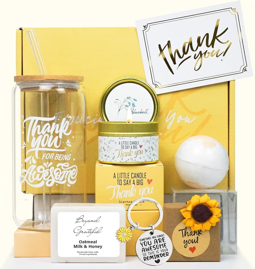 Thank You Gifts for Women, Appreciation Gifts, Thank You Gift Baskets for Women Best Friend Coworkers Teachers Employees with Thank You Cards Thank You for Being Awesome Cup