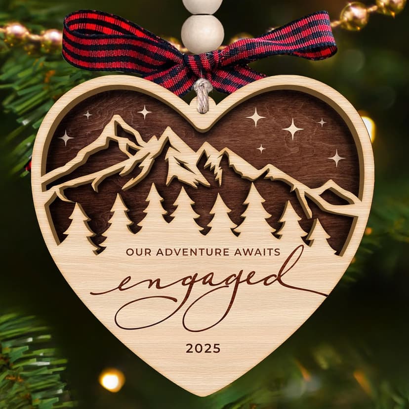 Engagement Gifts for Couples - Gifts for Newly Engaged Couples - Engagement Gift for Her, Bride to Be, Couple - Just Engaged Gift for Friends, Women, Fiance - Wood Christmas Ornament 2025