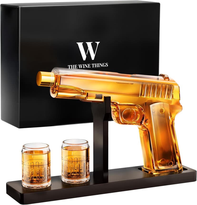 Gifts for Men Dad, Whiskey Decanter Set with 2 Glasses, Unique Gift for fathers day, Husband, Boyfriend, Brother, Anniversary Memorial Day Birthday Gift Ideas, Cool Drinking Accessories for Home Bar