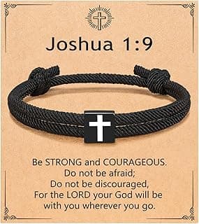 UNGENT THEM Men Adjustable Rope Cross Bracelet - Easter Christmas Christian Baptism Birthday Gifts for Teens