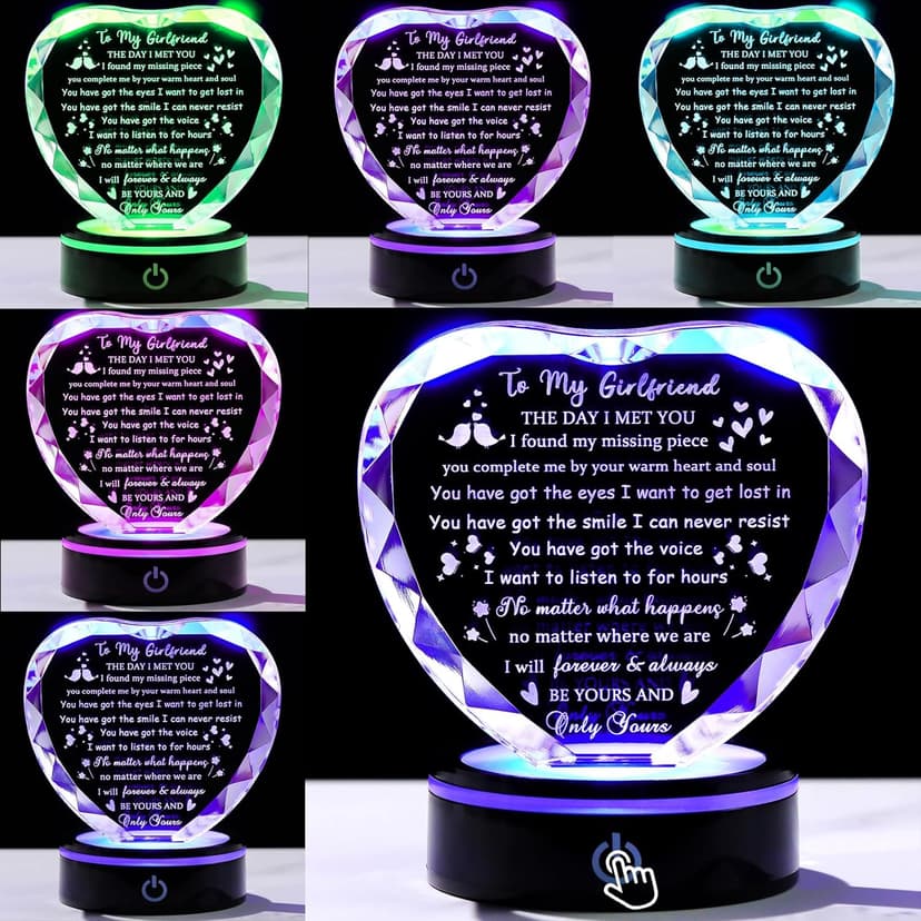 Gifts for Girlfriend with Light Base, Girlfriend Gifts from Boyfriend, Romantic Anniversary Birthday Gifts for Girlfriend Her Valentines Christmas I Love My Girlfriend Gift for Women