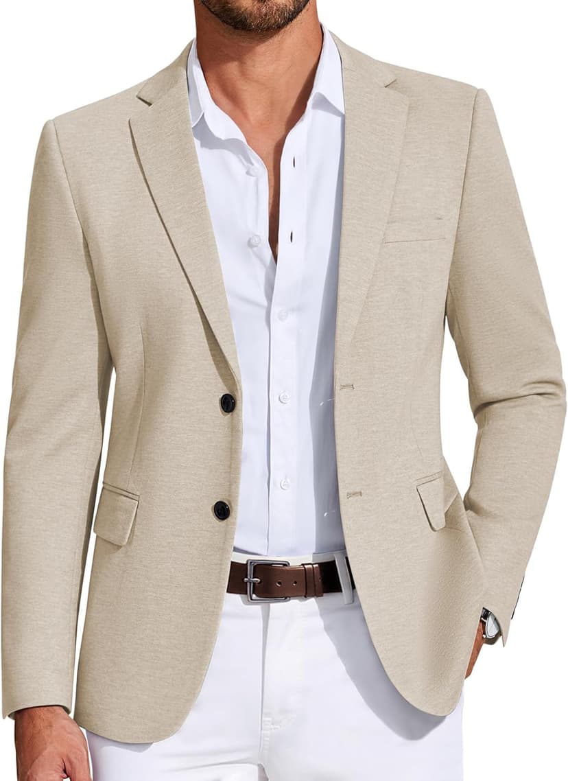 COOFANDY Mens Casual Blazer Knit Sport Coat Lightweight Two Button Suit Jacket
